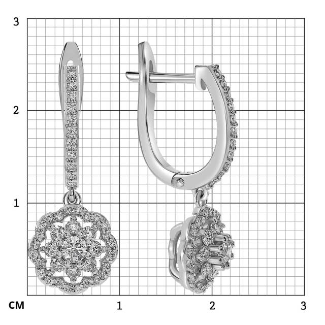 Серьги из белого золота с бриллиантами  (059954)