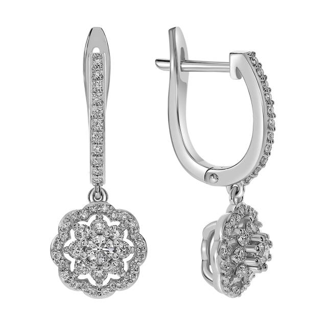 Серьги из белого золота с бриллиантами  (059954)