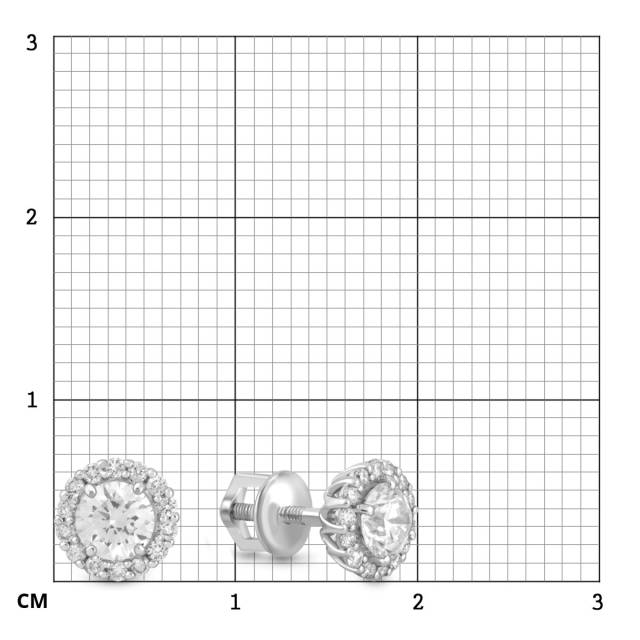 Серьги пусеты из белого золота с бриллиантами (055700)