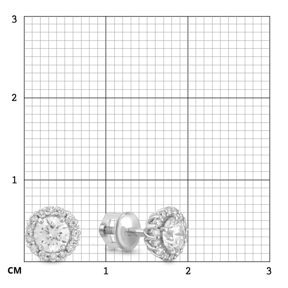 Серьги пусеты из белого золота с бриллиантами (055700)