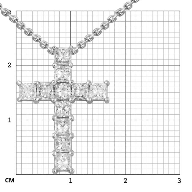 Колье крест из белого золота с бриллиантами (046104)