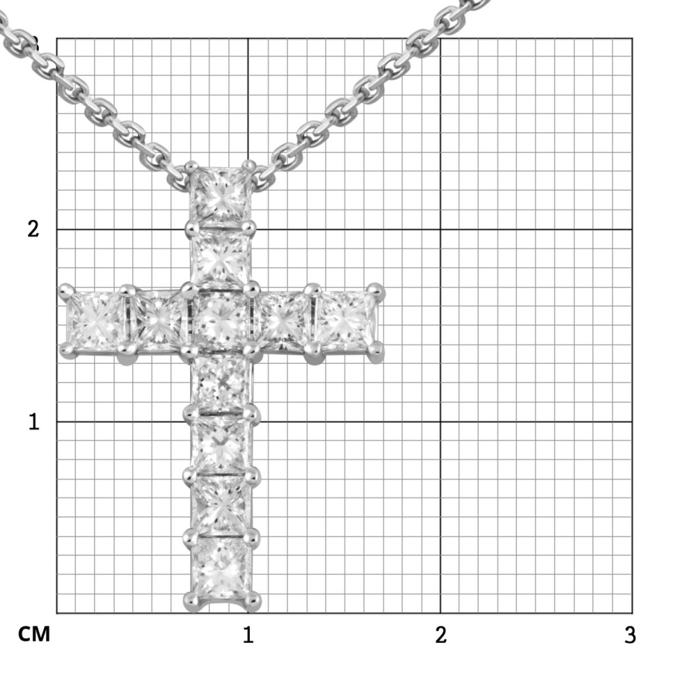 Колье крест из белого золота с бриллиантами (046104)