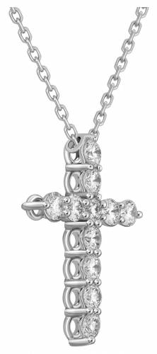 Колье крест из белого золота с бриллиантами