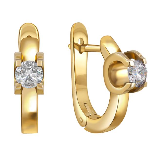 Серьги из жёлтого золота с бриллиантами (014392)