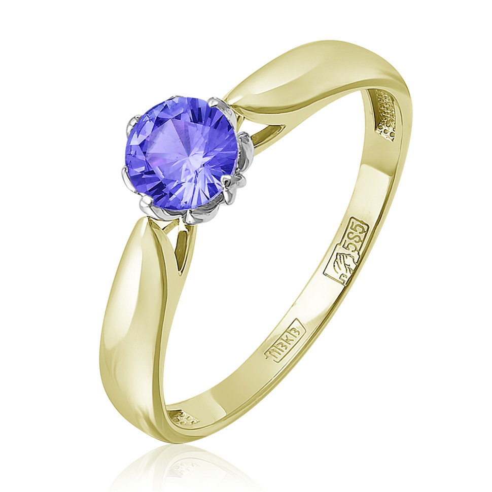 Помолвочное кольцо из жёлтого золота с танзанитом (052841)