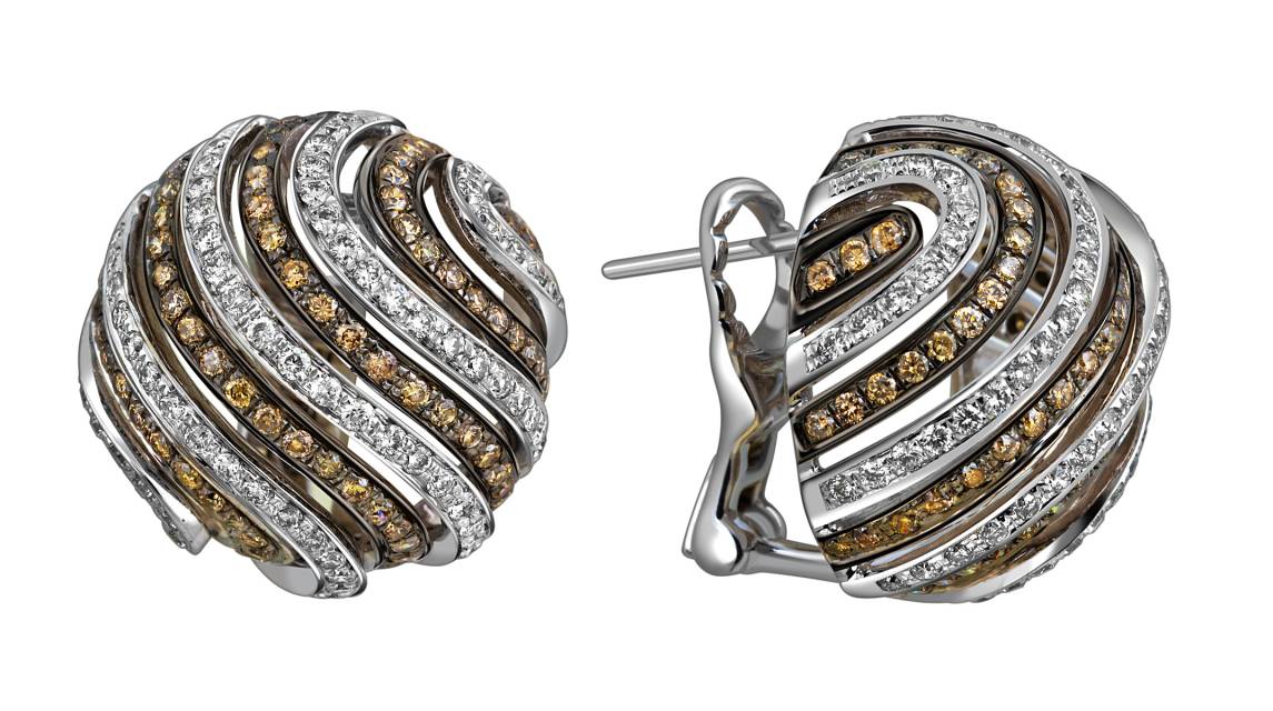 Серьги из белого золота с бриллиантами (013752)