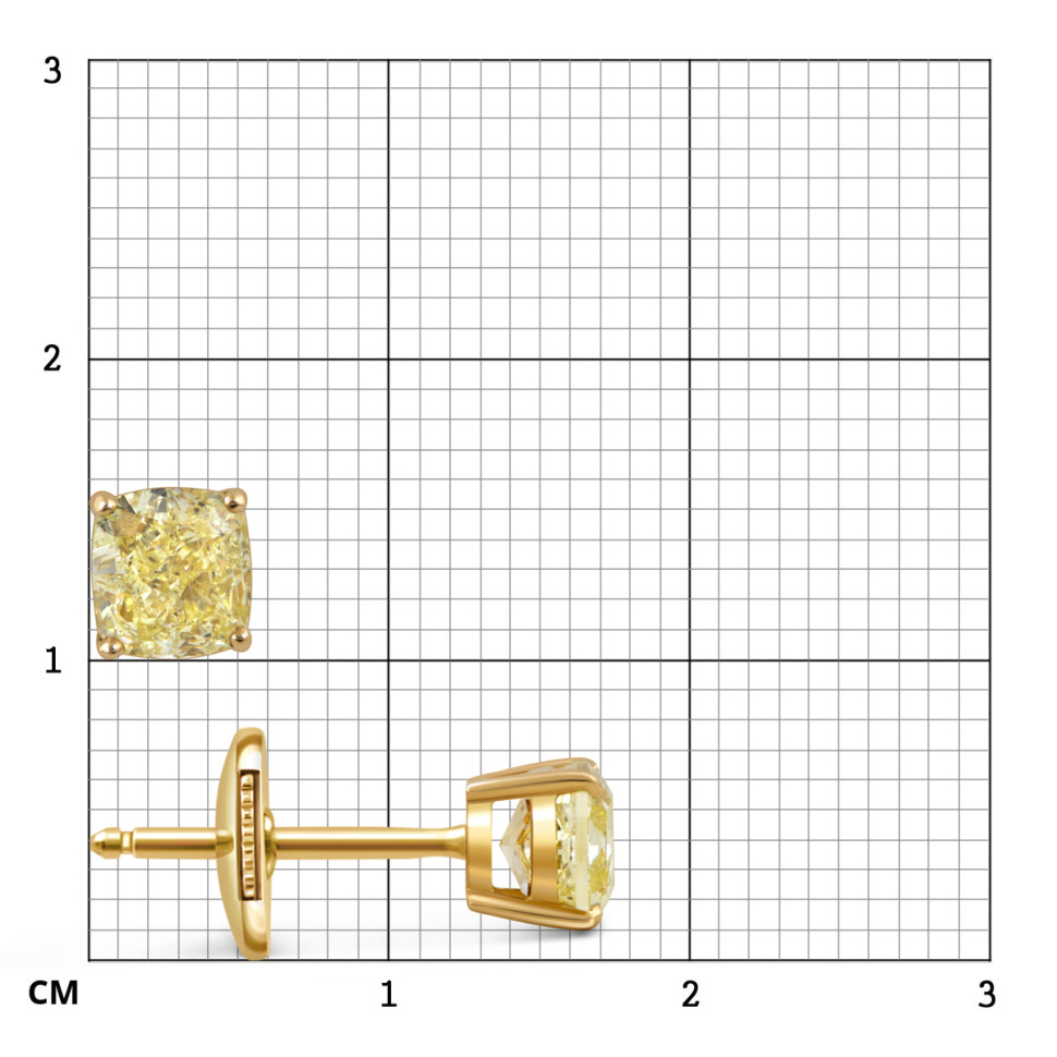 Серьги пусеты из жёлтого золота с жёлтыми бриллиантами (051842)