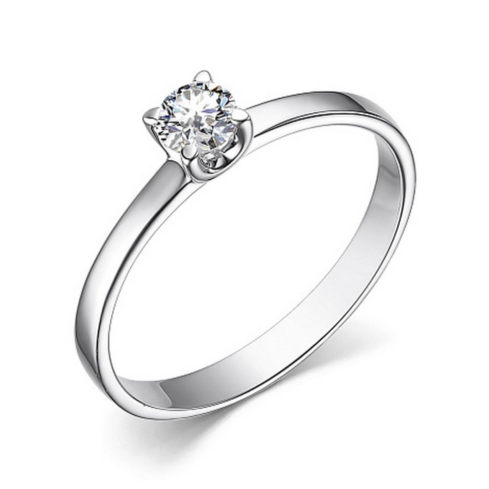 Помолвочное кольцо из белого золота с бриллиантом (053676)