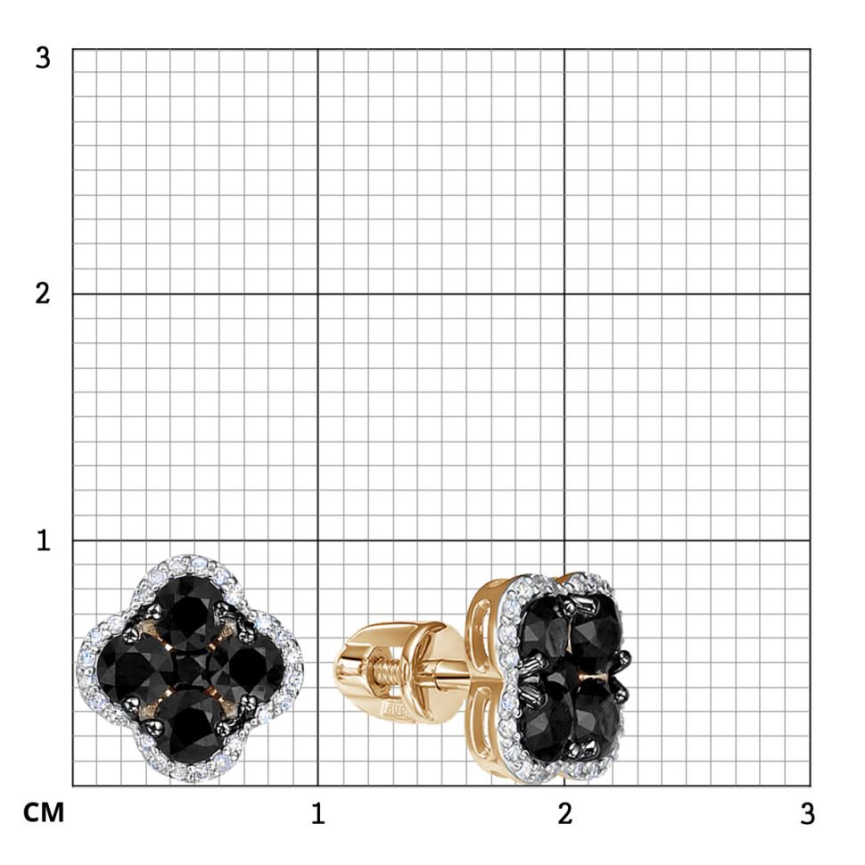 Серьги пусеты из красного золота с бриллиантами (053926)