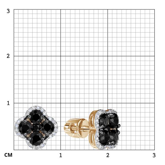 Серьги пусеты из красного золота с бриллиантами (053926)