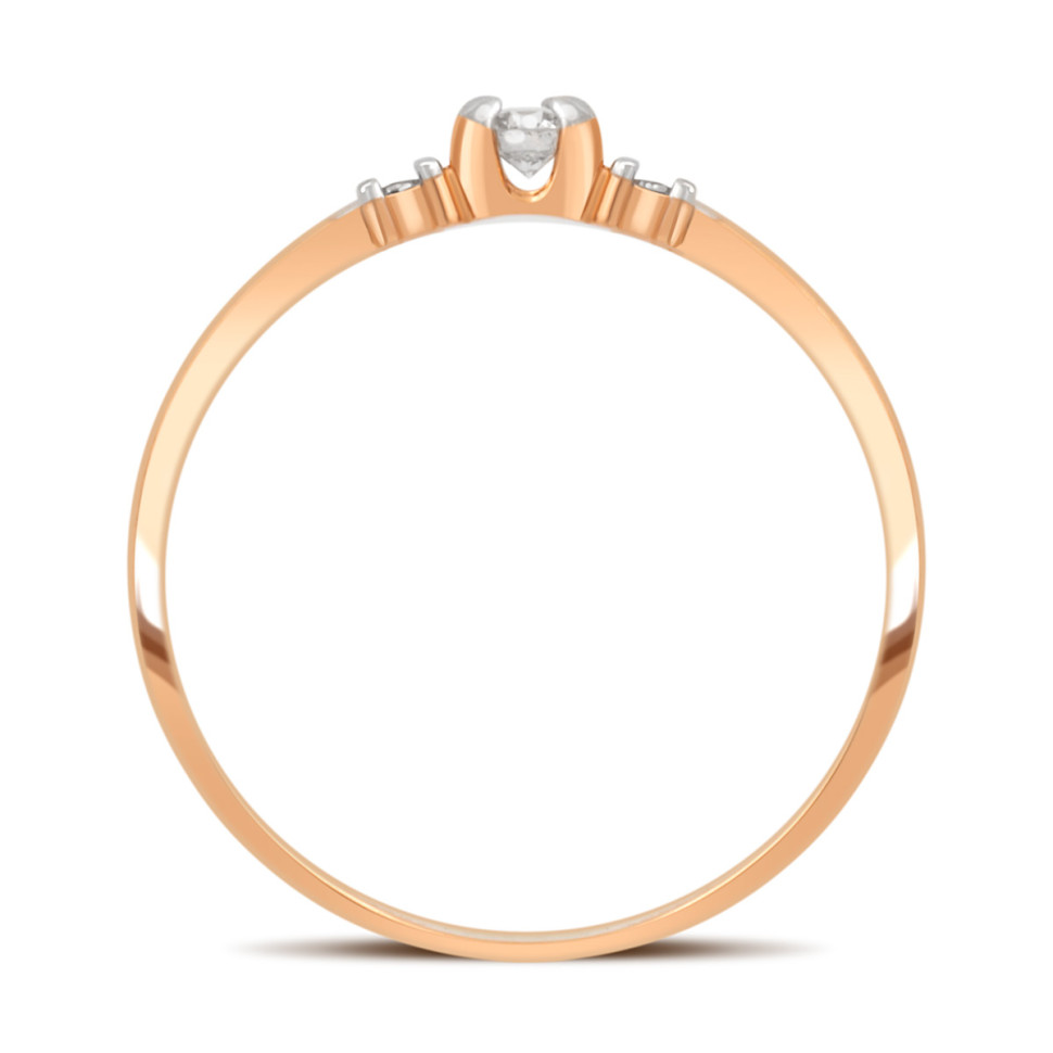 Помолвочное кольцо из красного золота с бриллиантами (032769)