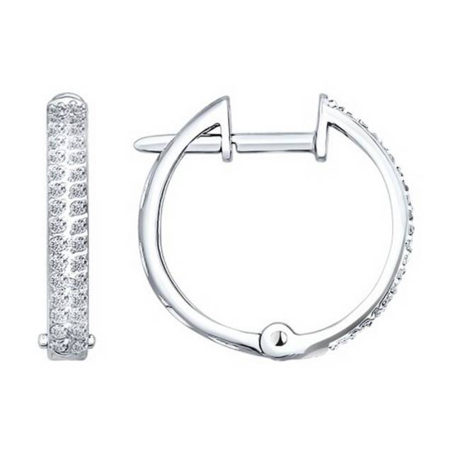 Серьги Конго из белого золота с бриллиантами (027888)