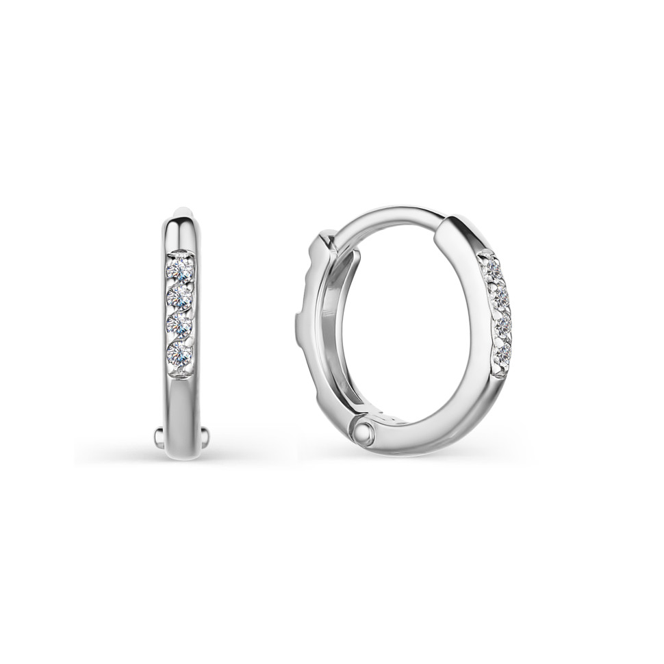 Серьги конго из белого золота с бриллиантами (046234)