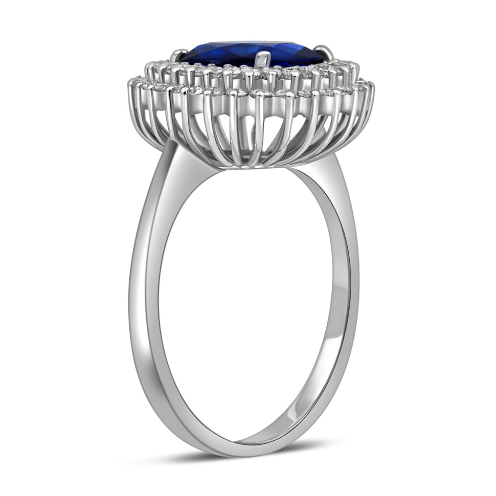 Кольцо с сапфиром из белого золота (012495)