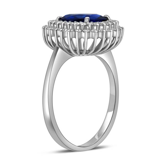Кольцо с сапфиром из белого золота (012495)