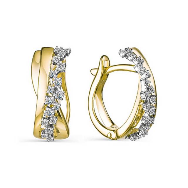 Серьги из жёлтого золота с бриллиантами (047334)