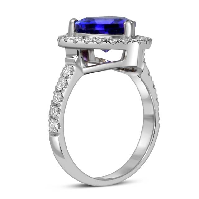 Помолвочное кольцо из белого золота с бриллиантами и танзанитом "Сердце" (059494)