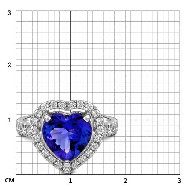 Помолвочное кольцо из белого золота с бриллиантами и танзанитом "Сердце" (059494)
