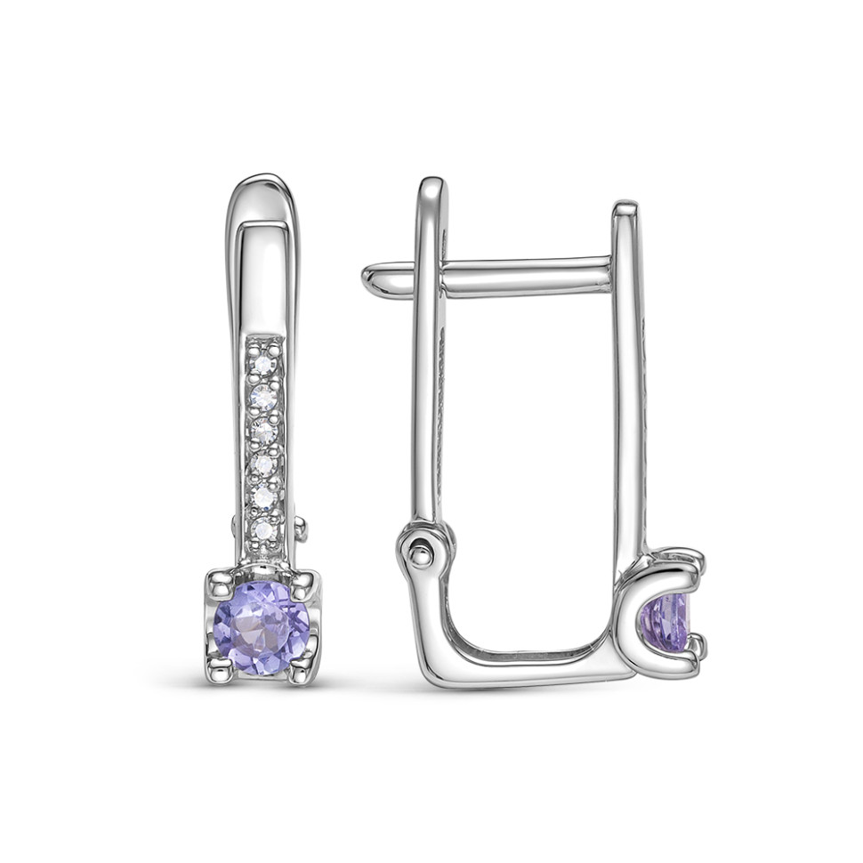 Серьги из белого золота с танзанитами и бриллиантами (064290)
