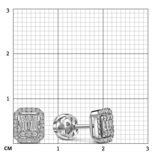 Серьги пусеты из белого золота с бриллиантами (055564)