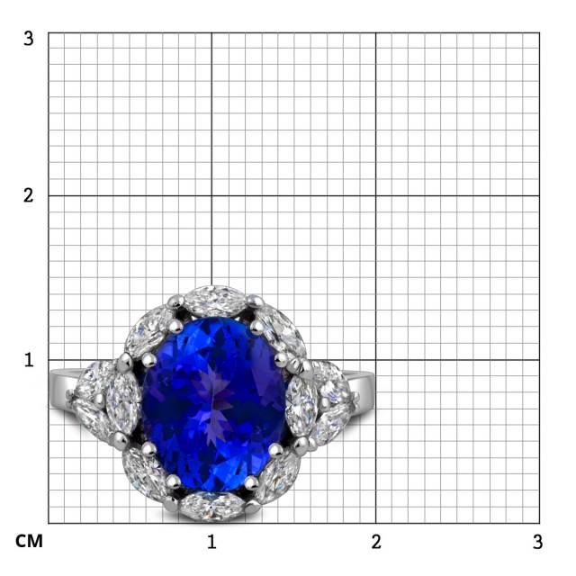Кольцо из белого золота с бриллиантами и танзанитом (025882)