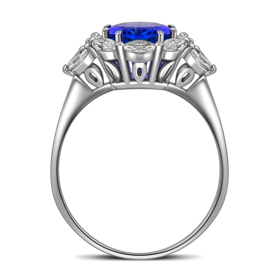 Кольцо из белого золота с бриллиантами и танзанитом (025882)