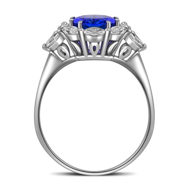 Кольцо из белого золота с бриллиантами и танзанитом (025882)