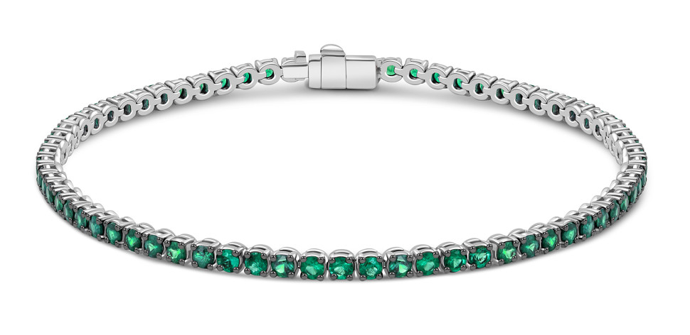 Браслет из белого золота с изумрудами (047285)