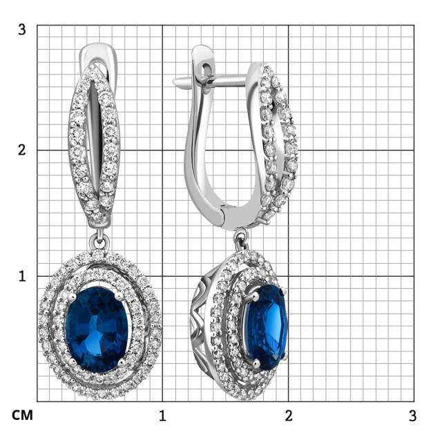 Серьги из белого золота с бриллиантами и сапфирами (023245)