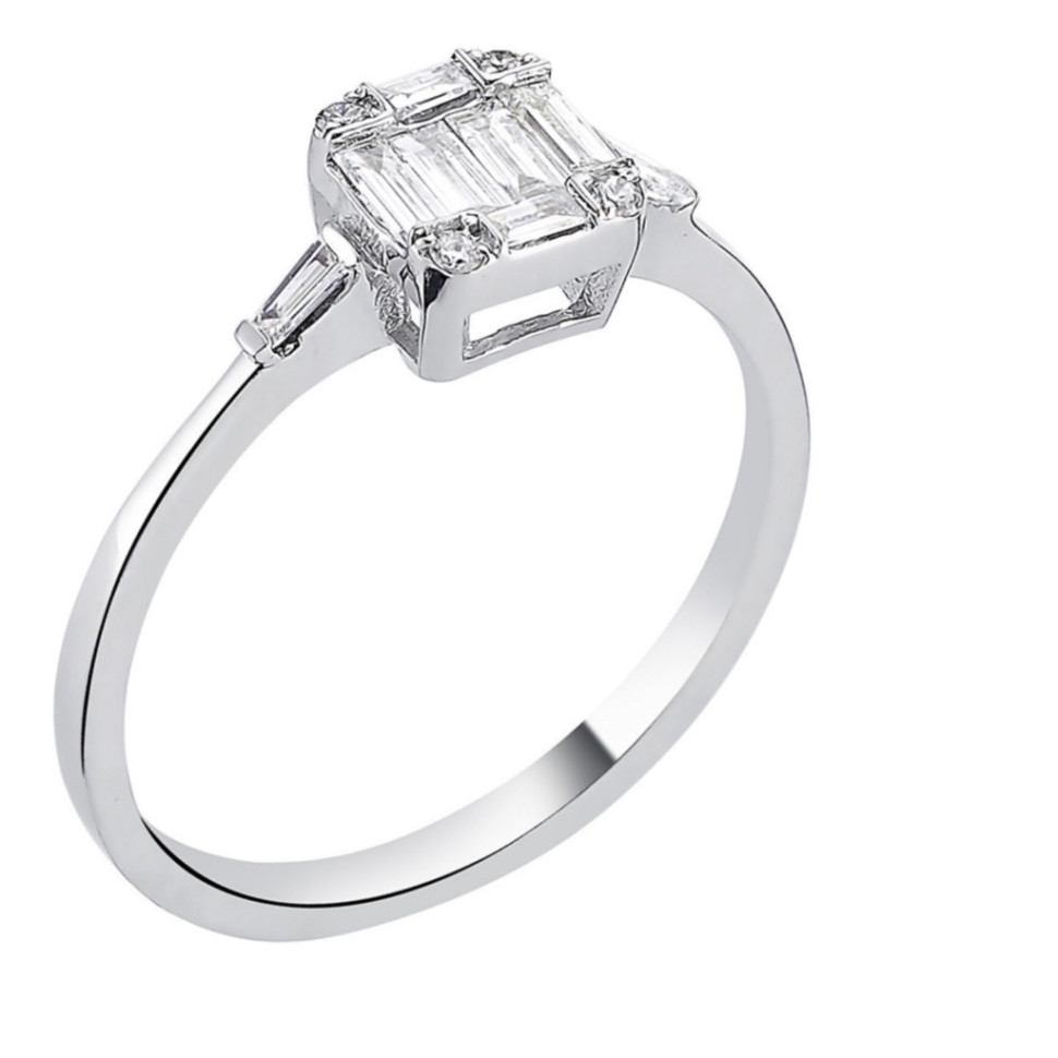 Кольцо из белого золота с бриллиантами (051583)