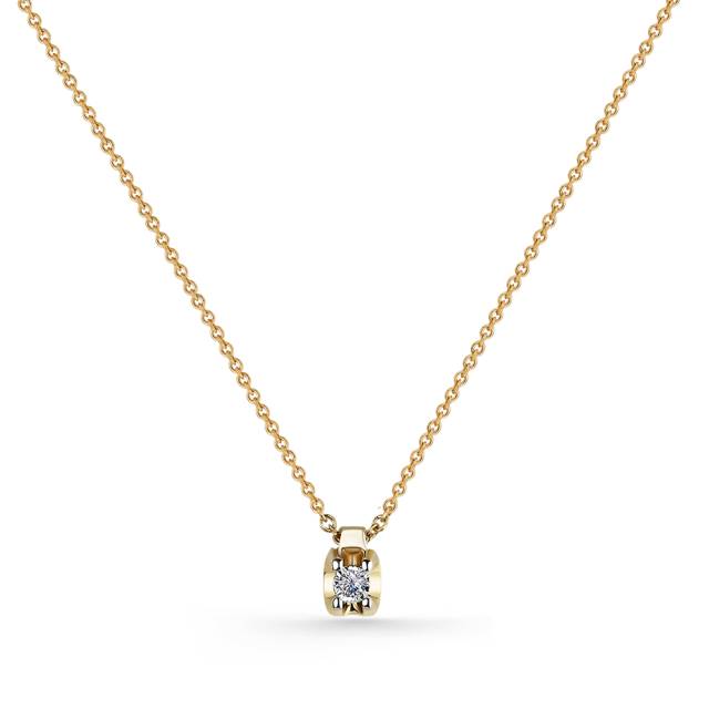 Колье из жёлтого золота с бриллиантом (052712)