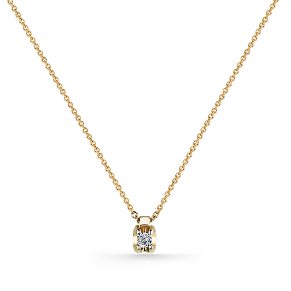 Колье из жёлтого золота с бриллиантом (052712)