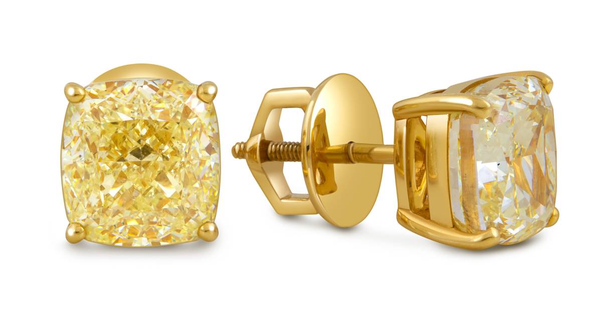 Серьги пусеты из жёлтого золота с бриллиантами (052093)