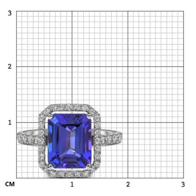 Кольцо из белого золота с бриллиантами и танзанитом (054107)