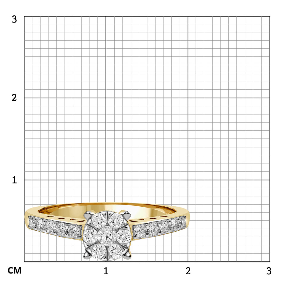 Кольцо из комбинированного золота с бриллиантами (039639)