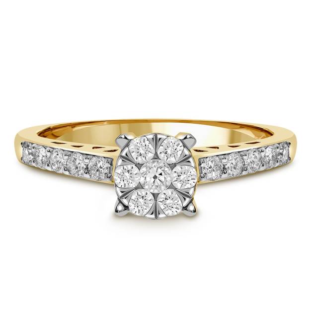 Кольцо из комбинированного золота с бриллиантами (039639)