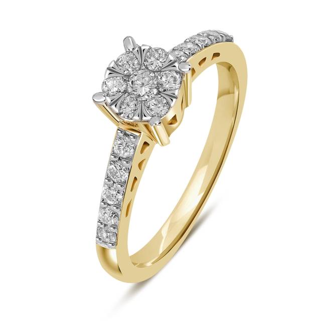 Кольцо из комбинированного золота с бриллиантами (039639)