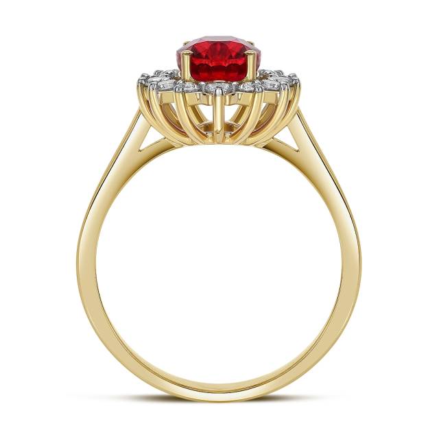 Кольцо из жёлтого золота с бриллиантами и рубином (046112)