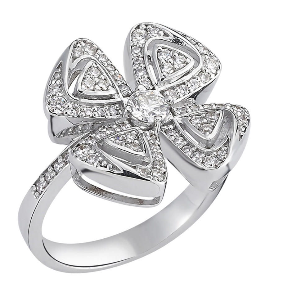 Кольцо из белого золота с бриллиантами (054642)