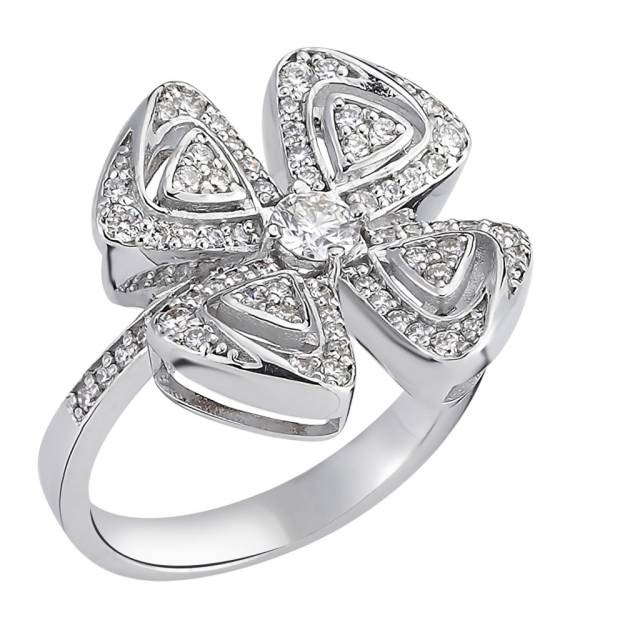 Кольцо из белого золота с бриллиантами (054642)