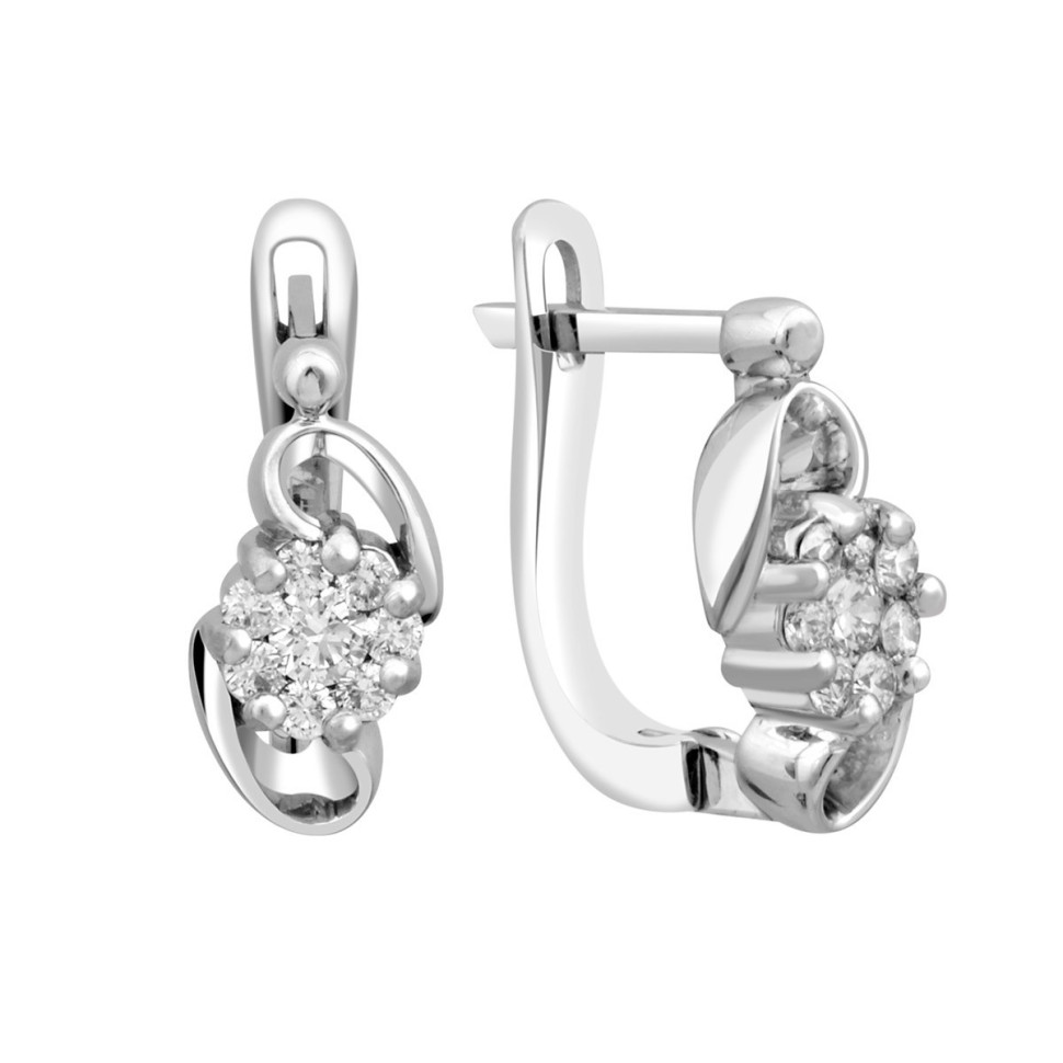 Серьги из белого золота с бриллиантами (023871)