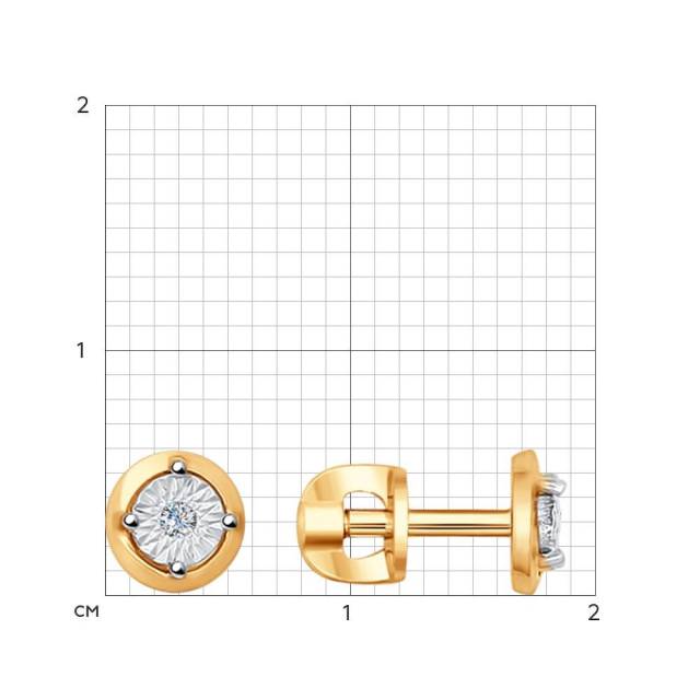 Серьги пусеты из красного золота с бриллиантами (047373)