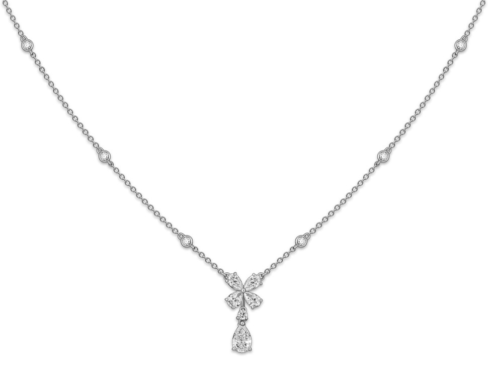 Колье из белого золота с бриллиантами и топазом 