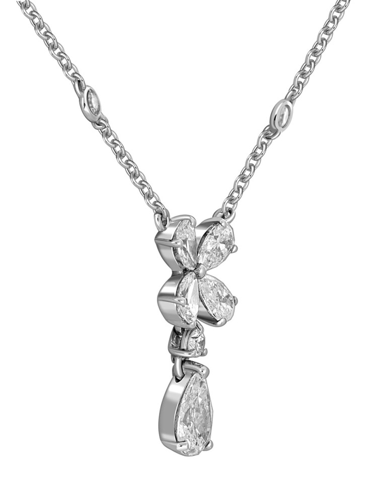 Колье из белого золота с бриллиантами и топазом 