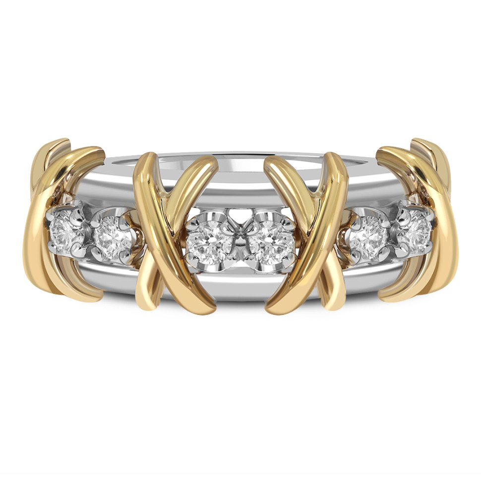 Кольцо из комбинированного золота с бриллиантами (049745)