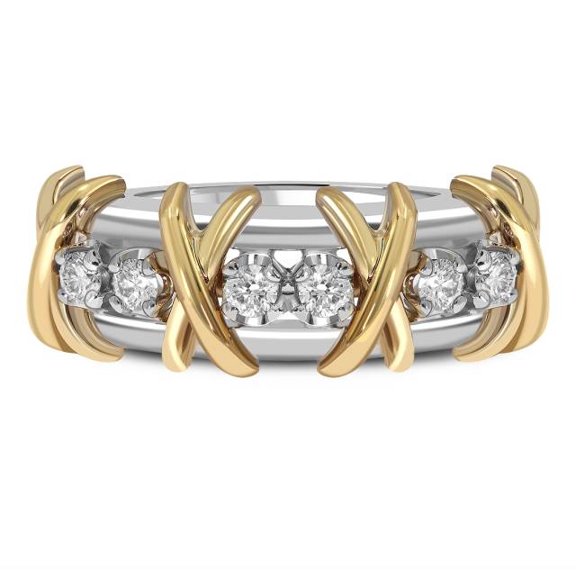 Кольцо из комбинированного золота с бриллиантами (049745)