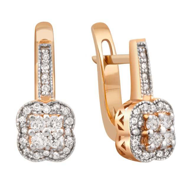 Серьги из красного золота с бриллиантами (037633)