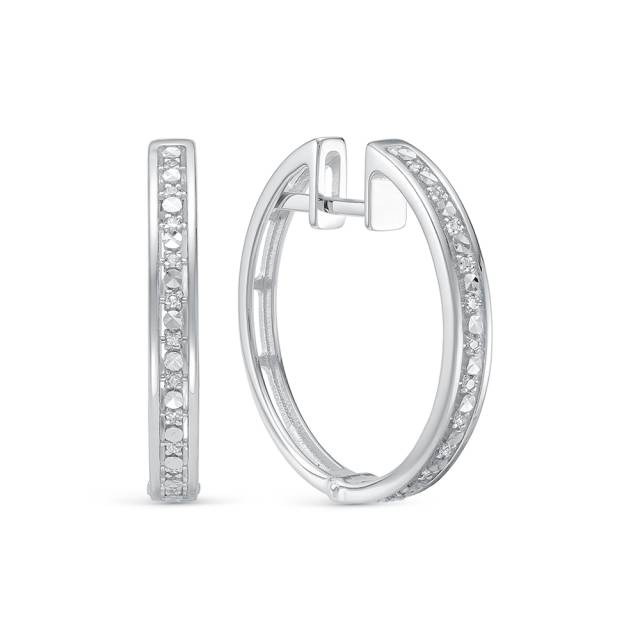 Серьги конго из белого золота с бриллиантами (061108)