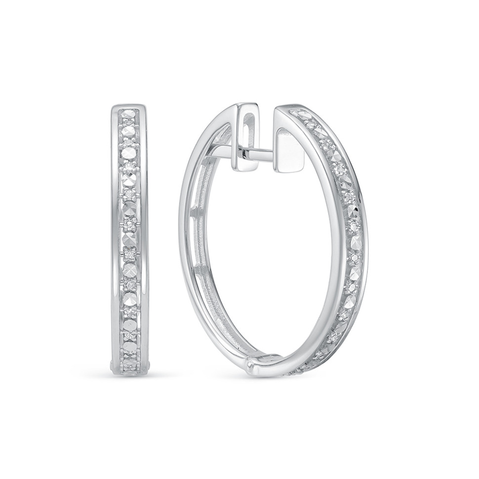 Серьги конго из белого золота с бриллиантами (061108)