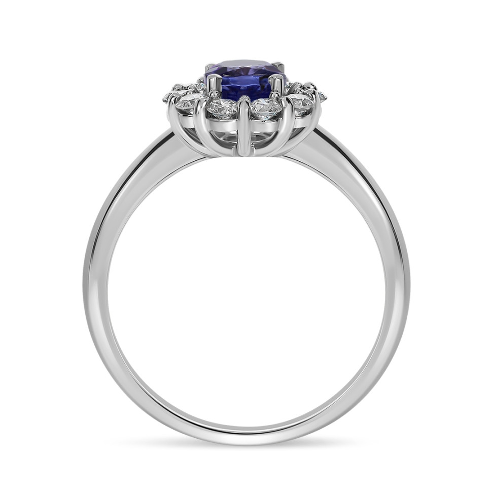 Кольцо из белого золота с бриллиантами и танзанитом (062665)